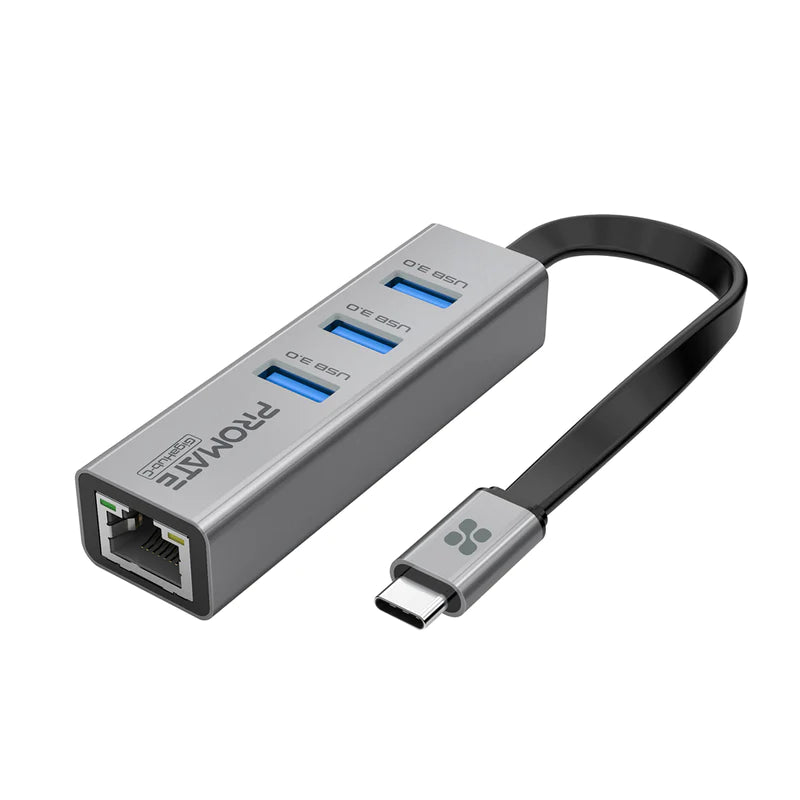 PROMATE USB-C Hub with 3 USB 3.0 Ports & 1000Mbps LAN Port - GIGAHUB-C