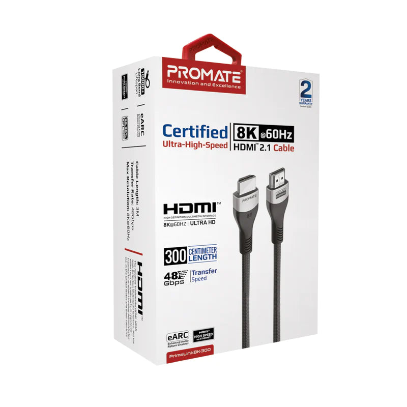 PROMATE - 3 meter HDMI to HDMI, Certified Ultra-High-Speed 8K@60Hz HDMI™ 2.1 Cable - PRIMELINK8K-300