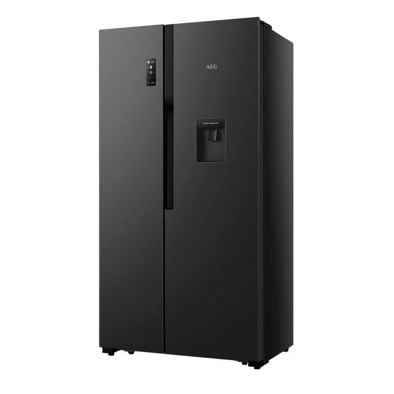 AEG 508L A+ Freestanding Side by Side Black Glass Refrigerator with Tankered Water Dispenser- RXB57011NG - INCOMING MID OF JUNE 2024 - PRE ORDER!