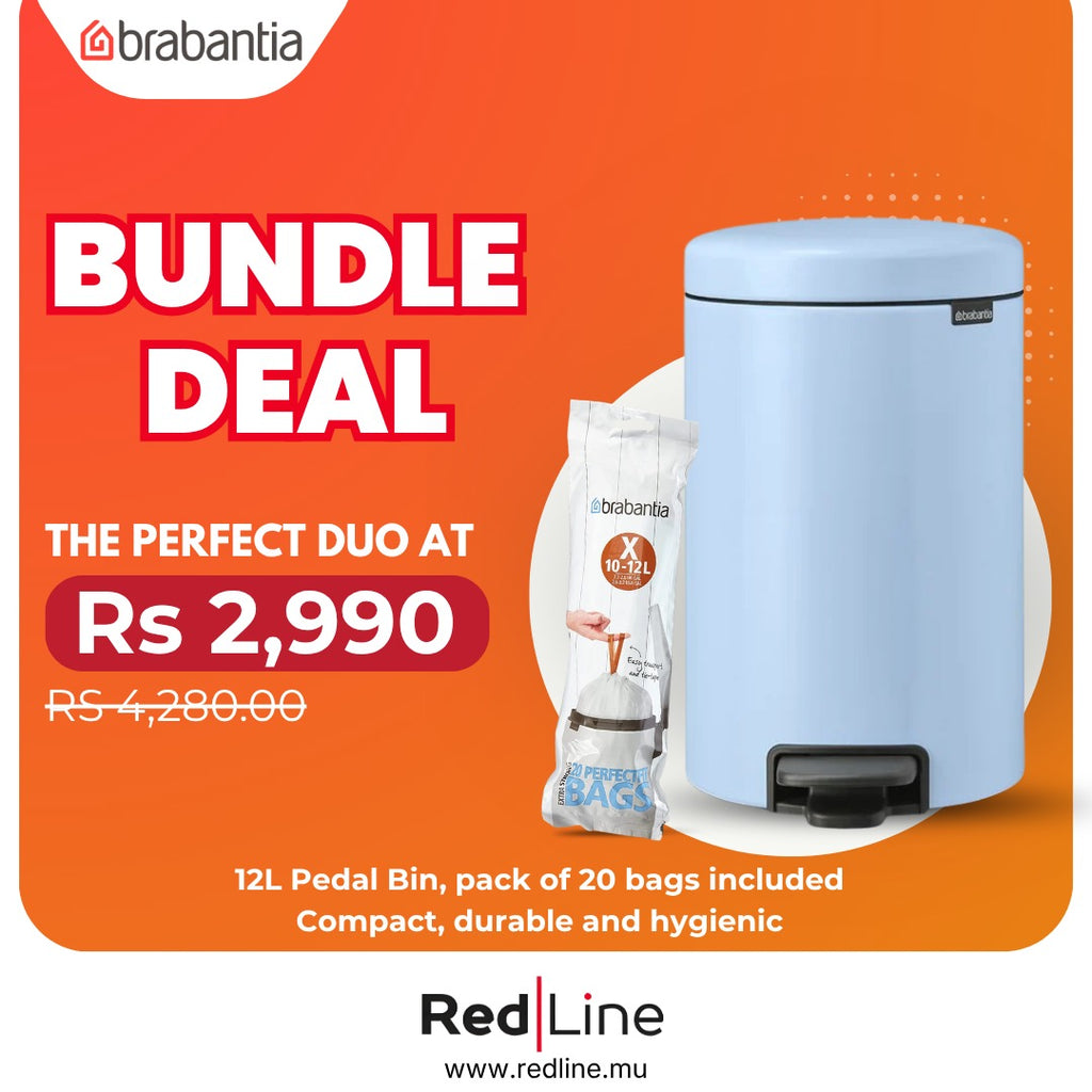 brabantia 12l pedal bin BRABANTIA 12L NewIcon Pedal Bin Dreamy Blue Bundle – Online Shop In Mauritius