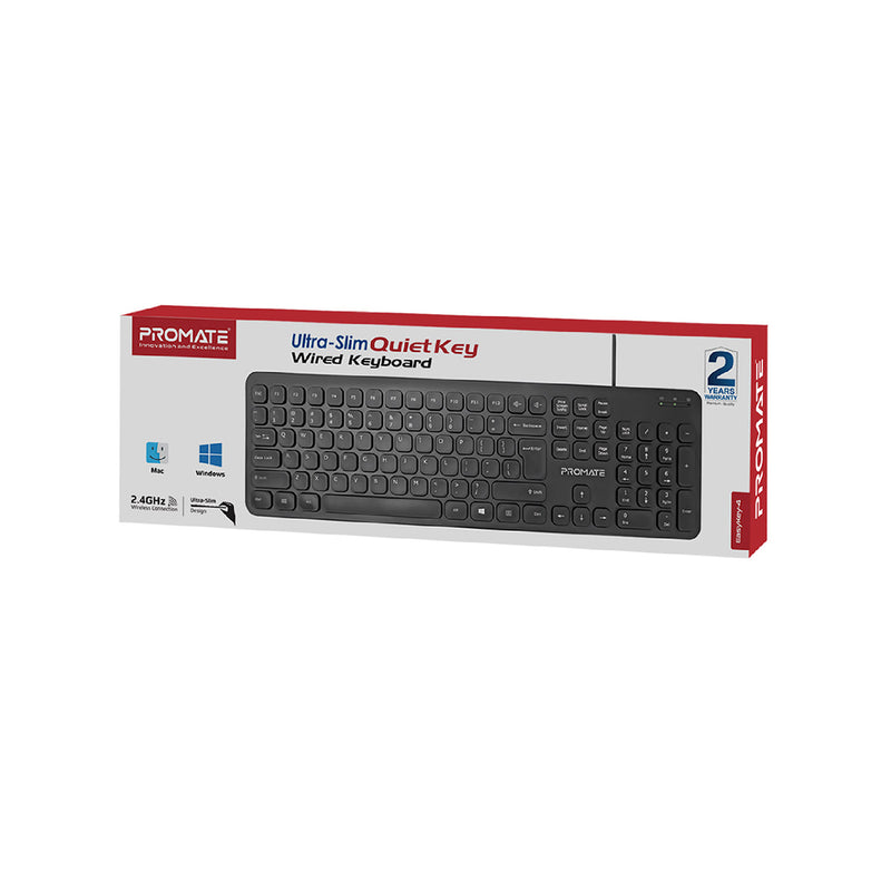 PROMATE Ultra-Slim Quiet Key Wired Keyboard - EASYKEY-4.EN