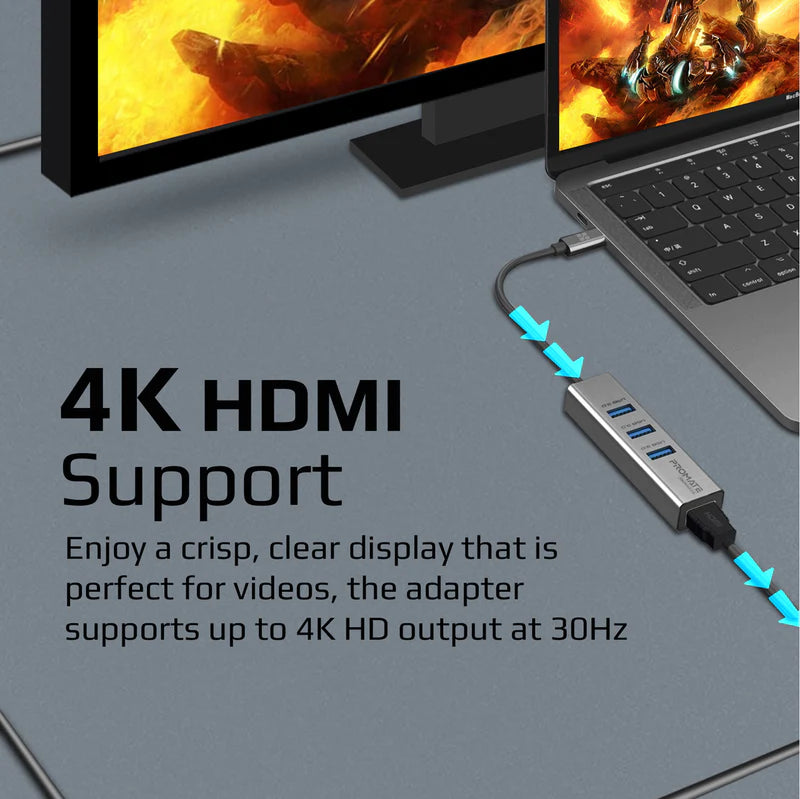 PROMATE 4K Vivid Clarity USB-C to HDMI Adapter - MEDIAHUB-C3