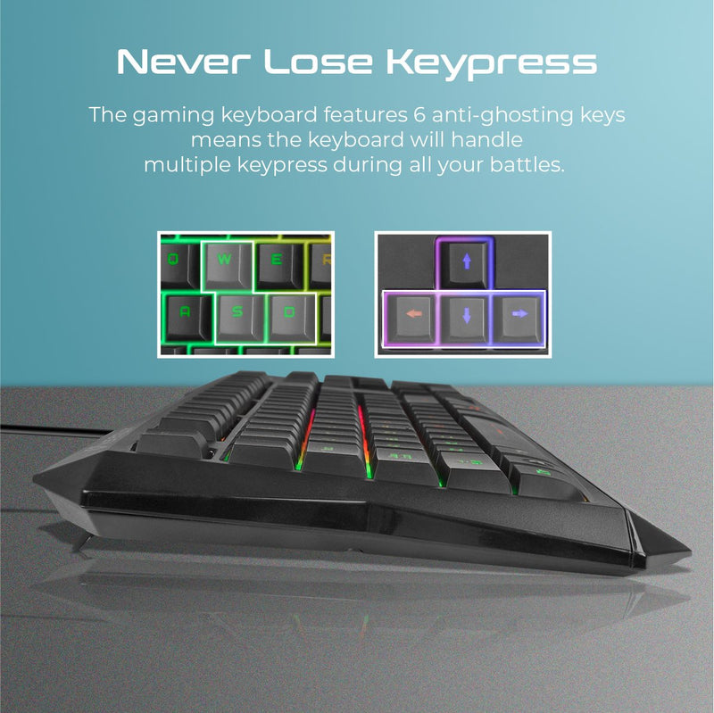 VERTUX Ergonomic Backlit Wired Gaming Keyboard - RADIANCE.BK/EN