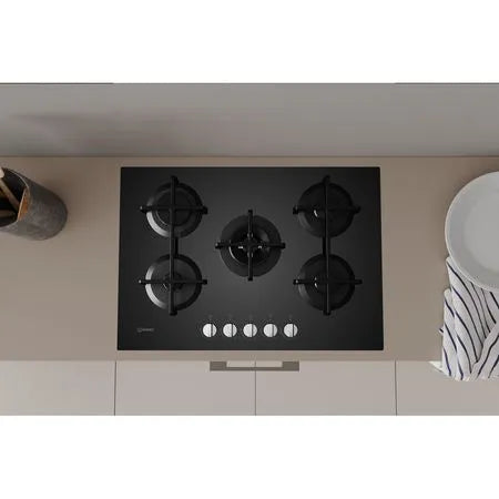 INDESIT 75cm Built in Gas Hob with 5 Burners -  ING72T/BK - RedLine Exclusive