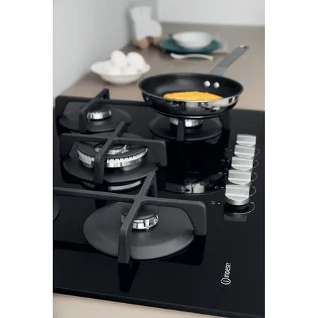 INDESIT 75cm Built in Gas Hob with 5 Burners -  ING72T/BK - RedLine Exclusive