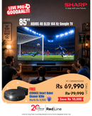 SHARP 85" AQUOS 4K QLED 144 Hz Google TV - 4T-C85HN7000X - Get a ECOVACS Robot Vacuum N20e - LEVE POU GOOOAAL!!! Till 22 June