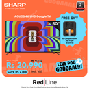 SHARP 50" AQUOS 4K UHD Google TV - 4T-C50FJ1NX - Get a NUTRICOOK 5L Compact Slim  Air Fryer - LEVE POU GOOOAAL!!! Till 22 June
