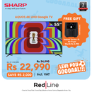 SHARP 55" AQUOS 4K UHD Google TV - 4T-C55FJ1NX - Get a Instant Vortex 3.8L  Air Fryer - LEVE POU GOOOAAL!!! Till 22 June