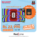 SHARP 55" AQUOS 4K UHD Google TV - 4T-C55FJ1NX - Get a NUTRICOOK 5L Compact Slim  Air Fryer - LEVE POU GOOOAAL!!! Till 22 June