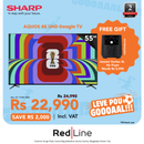 SHARP 55" AQUOS 4K UHD Google TV - 4T-C55FJ1NX - Get a Instant Vortex 3.8L Air Fryer (Till Stock Last) - LEVE POU GOOOAAL!!! Till 22 June