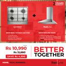 BETTER TOGETHER 60cm Built-In Inox Gas Hob + 60cm RedLine Hood