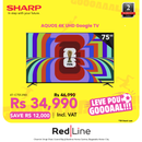 SHARP 75" AQUOS 4K UHD Google TV - 4T-C75FJ1NX - LEVE POU GOOOAAL!!! Till 30 June