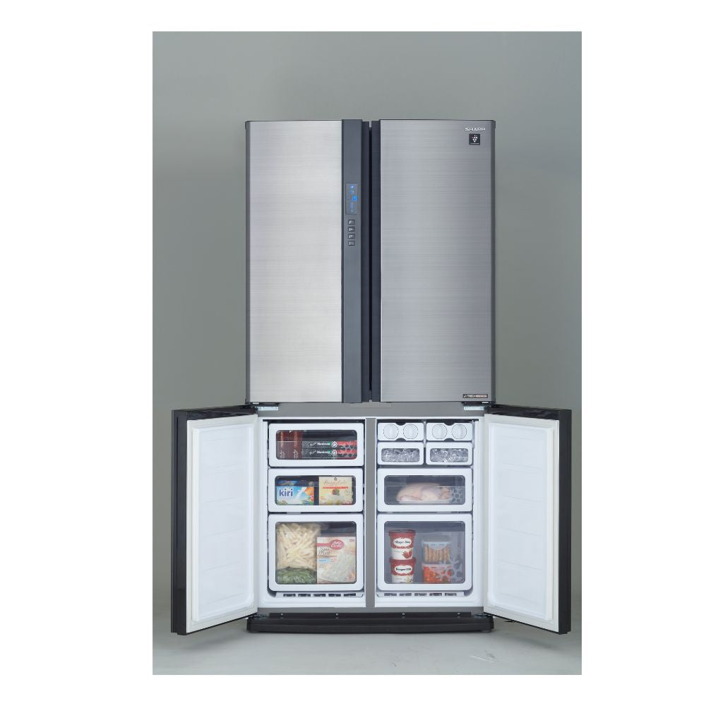 SHARP 724L/605L French 4 Doors Inverter Refrigerator Inox SJFE87VS Online Shop In Mauritius