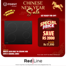 INDESIT 60cm Built in Ceramic Hob with 4 Cooking Zones - AAR160C - CNY Promo Till 28 Feb - Till Stock Last