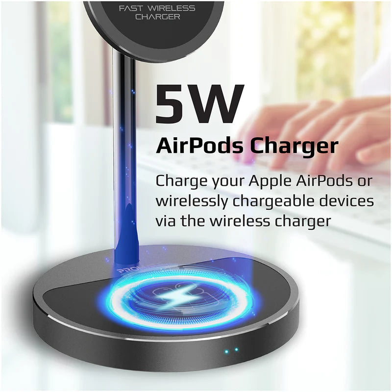 PROMATE 3-in-1 Magsafe Wireless Charger with 15W Magsafe, 5W Qi & 20W PD USB-C - AURABASE-PD20.UK - Limited Stock