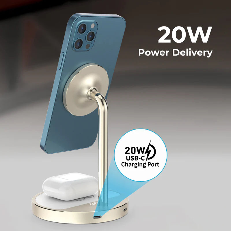 PROMATE 3-in-1 Magsafe Wireless Charger with 15W Magsafe, 5W Qi & 20W PD USB-C - AURABASE-PD20.UK -  New Arrival