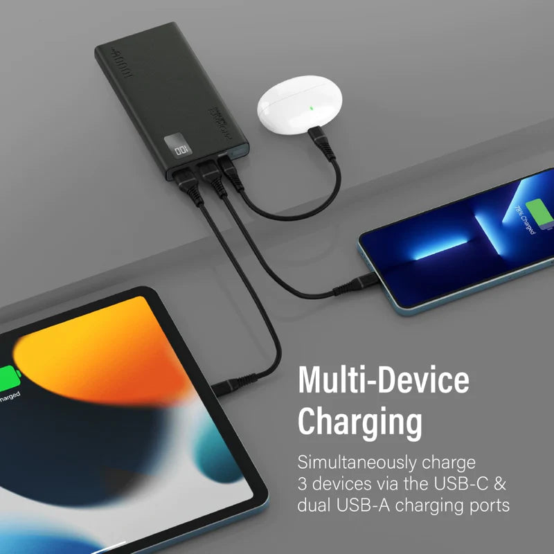 PROMATE 10000mAh Compact Smart Charging Power Bank with Dual USB-A & USB-C Output - BOLT-10PRO