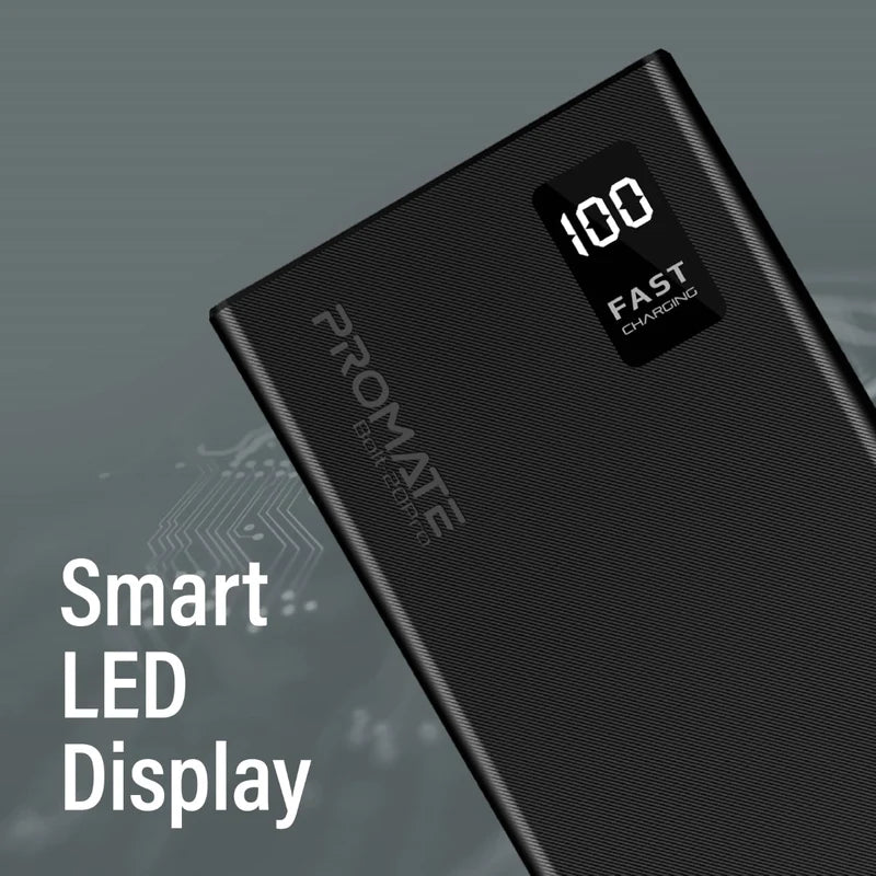 PROMATE 20000mAh Compact Smart Charging Power Bank with Dual USB-A & USB-C Output - BOLT-20PRO - New Arrival