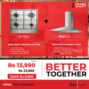 BETTER TOGETHER 60cm Built-In Inox Gas Hob + 90cm RedLine Hood
