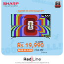 SHARP 55" AQUOS 4K UHD Google TV - 4T-C55FJ1NX - Promo Till 20 July