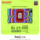 SHARP 65" AQUOS 4K UHD Google TV - 4T-C65FJ1NX - Promo Till 20 July