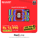 SHARP 43" AQUOS Full HD Google TV - 2T-C43GH3000NX - World Cup Promo valid till 30 June - Incoming 28 June - Till stock last - RedLine Exclusive