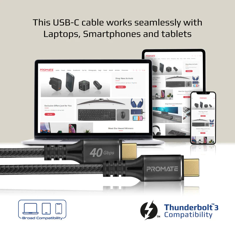 PROMATE 240W Super Speed Fast Charging USB-C Cable - POWERBOLT240-2M