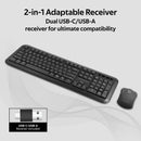 PROMATE Ergonomic Wireless Keyboard & Mouse Combo with USB-A/USB-C Dongle, Black/English - PROCOMBO-6.BK/EN