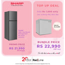 SHARP 330L/ 247L Top Mount Refrigerator 2 Door No Frost Inverter - SJ-HM330-HS3 - Add just Rs 1,000 and get a Sharp Mini Bar, SJ-K75 - Winter's Sales - Till end of June - Limited Stock