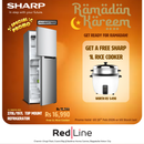 SHARP 270L/197L Top Mount Refrigerator 2 Door Inox No Frost Inverter - SJ-HM270-HS3 - Free SHARP 1L Rice Cooker - Ramadan Promo till 15 Feb - Till stock last