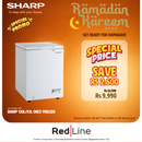 SHARP 130L/93L Chest Freezer White - SCF-K130XJ-WH2 - Ramadan Promo Till 15 Feb - Till Stock Last