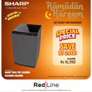 SHARP 10KG Top Loading Diamond Drum Washing Machine - ES-MS105CZ-I - Ramadan Promo till 15 Feb - Till stock last