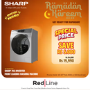 SHARP 7KG A Front Loading Inverter Washing Machine - ES-FE700KJZ-W - Ramadan Promo till 15 Feb - Till stock last