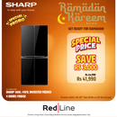 SHARP 560L /401L Inverter French 4 Doors Refrigerator - SJ-FH560-BK3 - Ramadan Promo till 15 Feb - Till stock