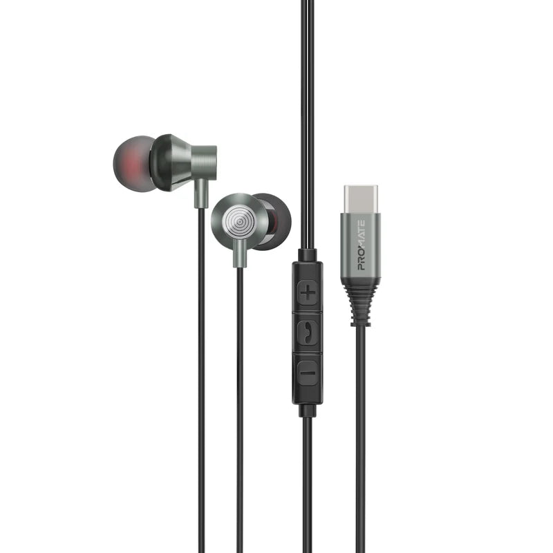 PROMATE Ergonomic In-Ear USB-C Wired Stereo Earphones SILKEN-C