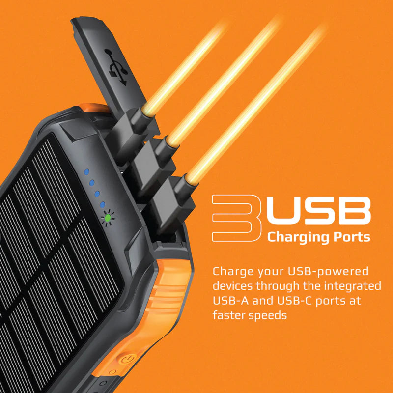 PROMATE 10000mAh Rugged EcoLight™ Solar Power Bank - SOLARTANK-10PDQI