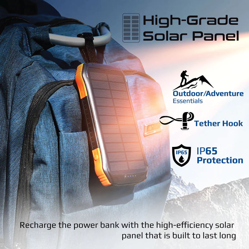 PROMATE 10000mAh Rugged EcoLight™ Solar Power Bank - SOLARTANK-10PDQI