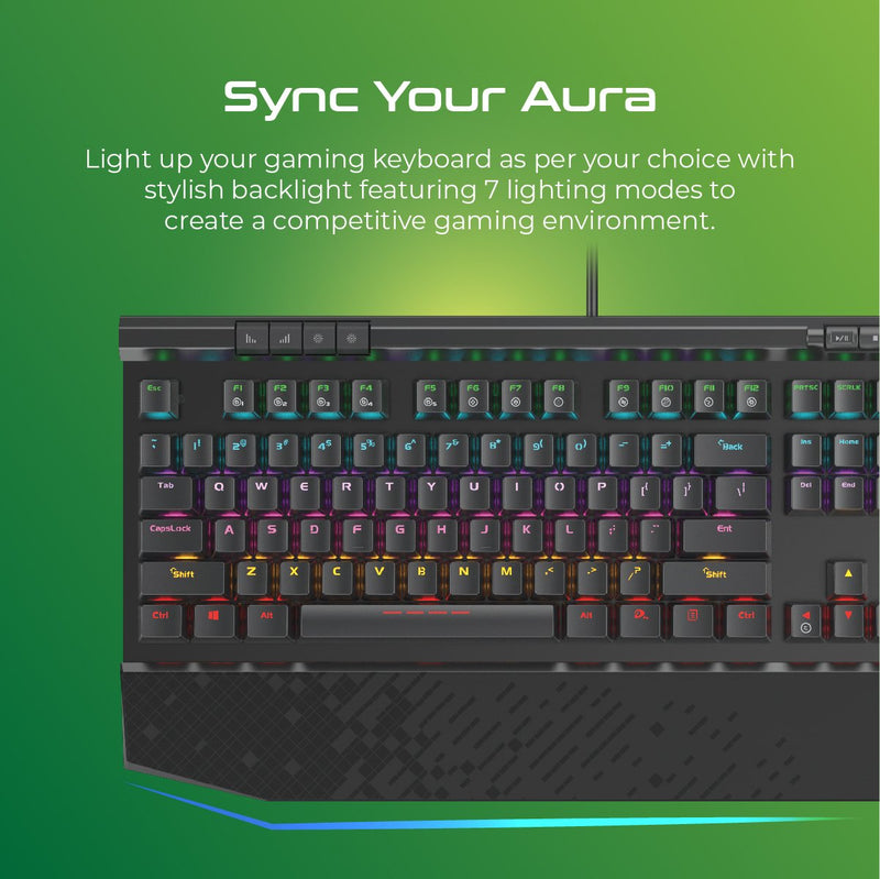 VERTUX Hyper Action Mechanical Gaming Keyboard - TUNGSTEN.BK/EN