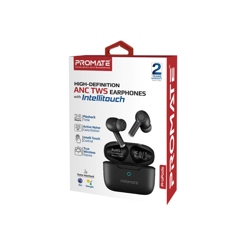 PROMATE TWS BT V5.3 ANC Earbuds IntelliTouch - PROPODS.BLACK