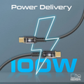 PROMATE High Tensile Transparent 100W Power Delivery USB-C Cable with LED Light - LucidLine-CC200