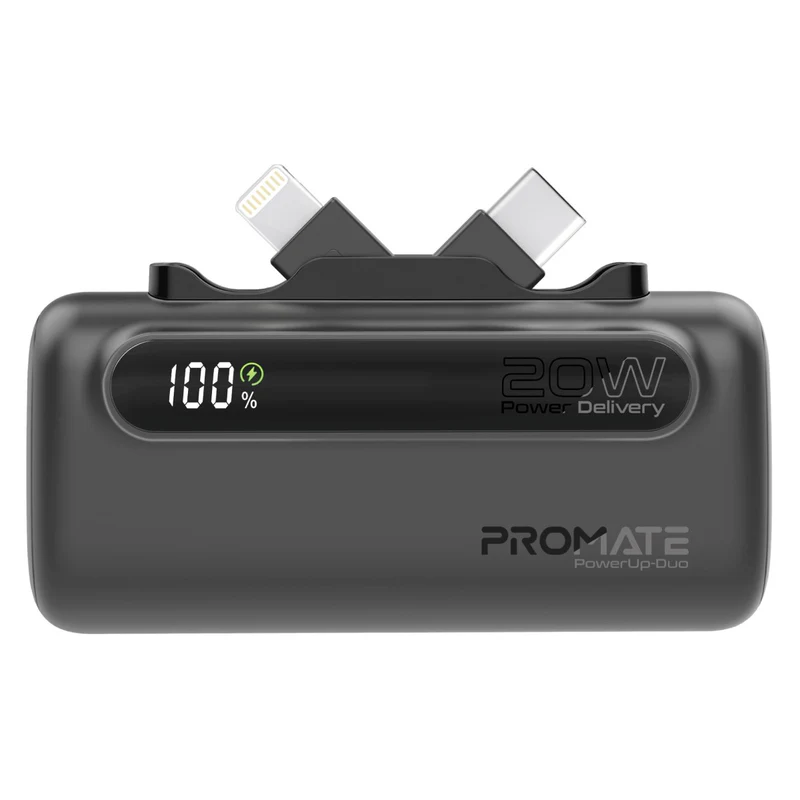 PROMATE 5000mAH PowerBank 20W PD with Lightning Connector and Type-C Connector - POWERUP-DUO - New Arrival