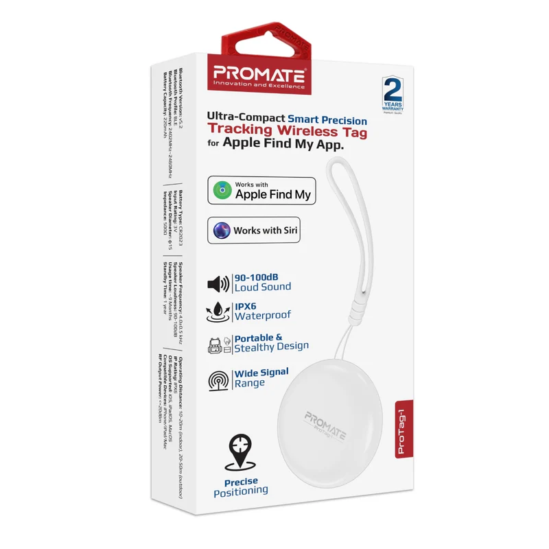 PROMATE Ultra-compact Smart Precision Tracking Wireless Tag for Apple Find My App. - PROTAG-1 - New Arrival