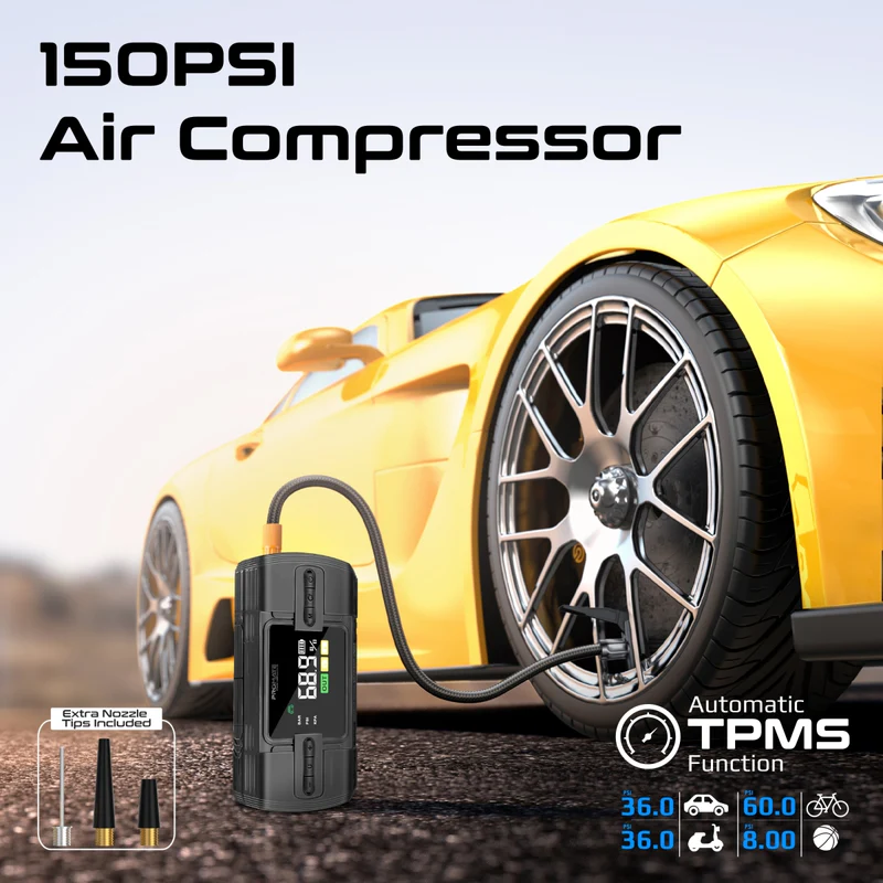 PROMATE 1200A/12V High-Capacity Jump Starter 150PSI Air Compressor with 12000mAh Power bank & Flashlight - PatrolPack-3 - Incoming In August