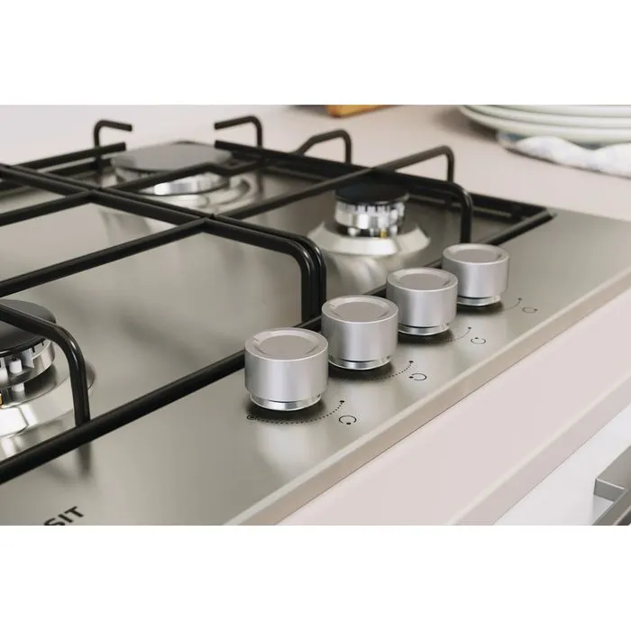 INDESIT 60cm Built-In Gas Hob Inox with 4 Burners and Enamel Support - THP 642 IX/I 1 - Incoming in November