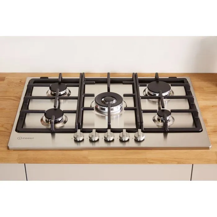INDESIT 75cm Built-In Gas Hob Inox with 5 Burners and Enamel Support - THP 751 W/IX/I IT 1 - Incoming in November