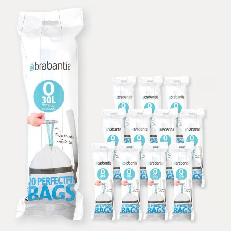 BRABANTIA 30L PerfectFit Bags, Code O, 20 Bags White - 300349