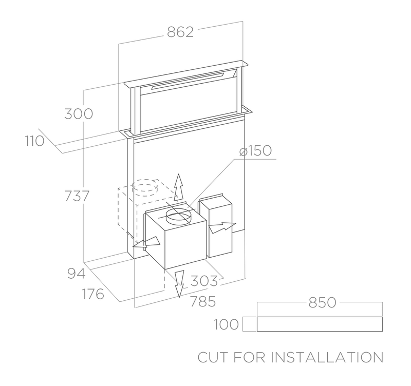ELICA 90cm Downdraft Cooker Hood - GETUP-IX/A/90 - Incoming in December - Pre-Order Now!!!