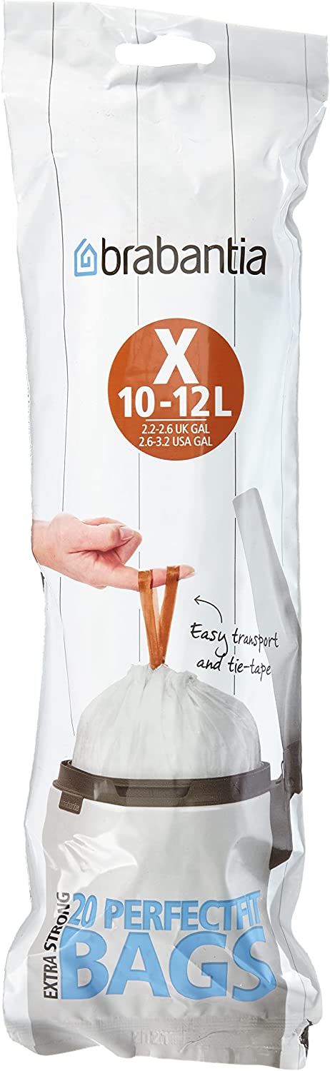 BRABANTIA PerfectFit Bags, For Bo & newIcon, Code X (10-12 litre), 12 rolls of 20 bags - 116728