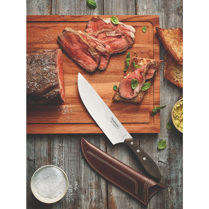TRAMONTINA 8" [20cm] Stainless Steel Knife with Brown Polywood Handle - 21191/098