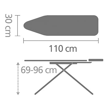 BRABANTIA Ironing Board Type A - 110 x 30cm - Steam Iron Rest - 218729